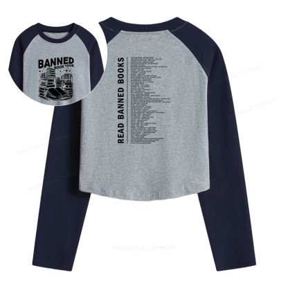 Pagewings Banned Books Tour Women Long Sleeve Crop Raglan T-shirt