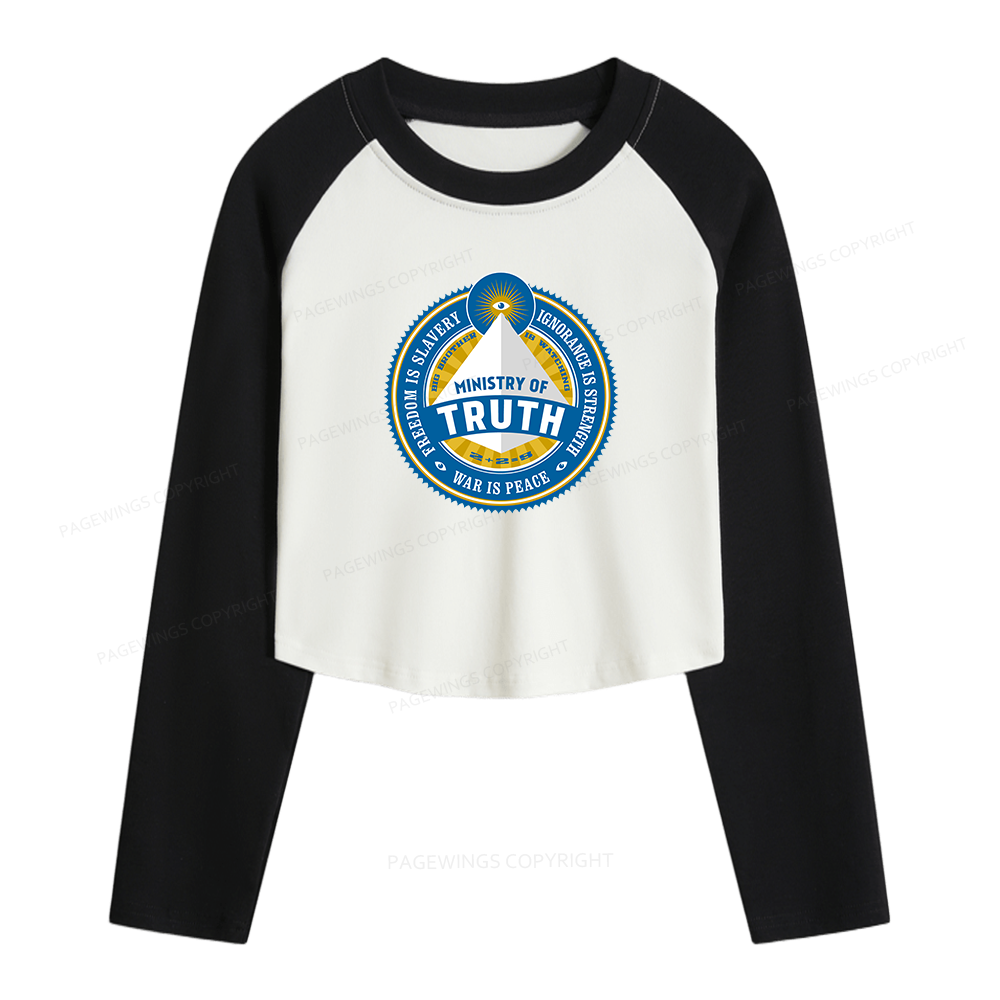 Pagewings Ministry of Truth Women Long Sleeve Crop Raglan T-shirt