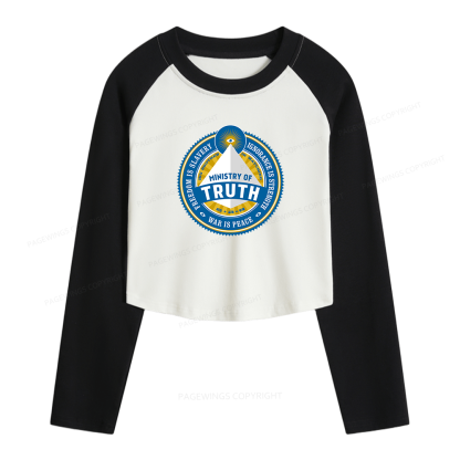 Pagewings Ministry of Truth Women Long Sleeve Crop Raglan T-shirt