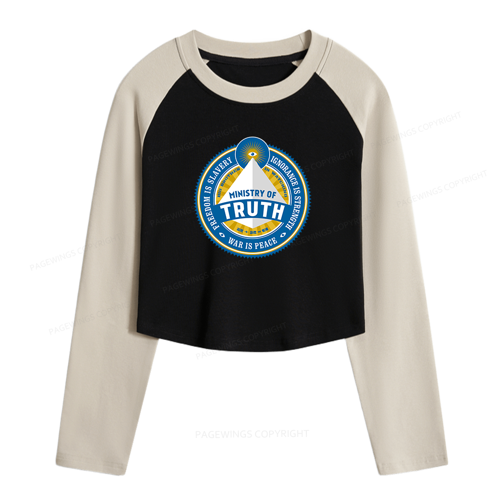 Pagewings Ministry of Truth Women Long Sleeve Crop Raglan T-shirt