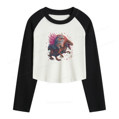 Pagewings Vintage Book Lover Princess Women Long Sleeve Crop Raglan T-shirt
