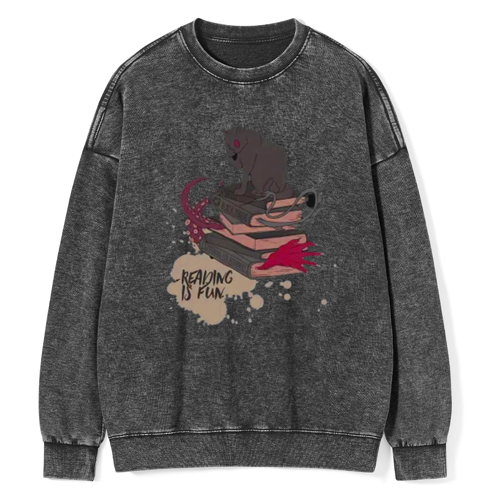 Pagewings Reading is Fun Unisex Washed Sweatshirt