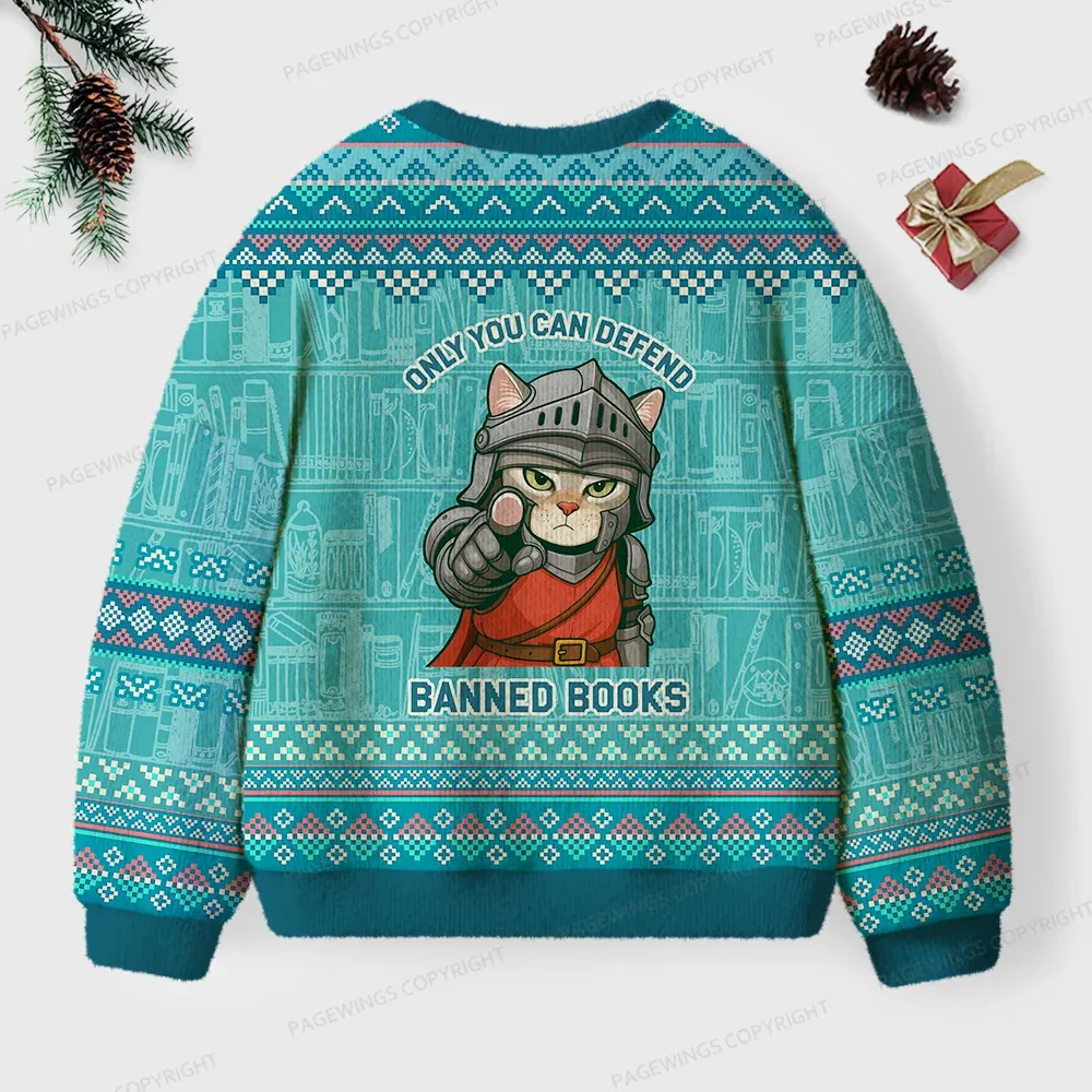 Pagewings The World Will Be Saved Unisex Ugly Knit Sweatshirt