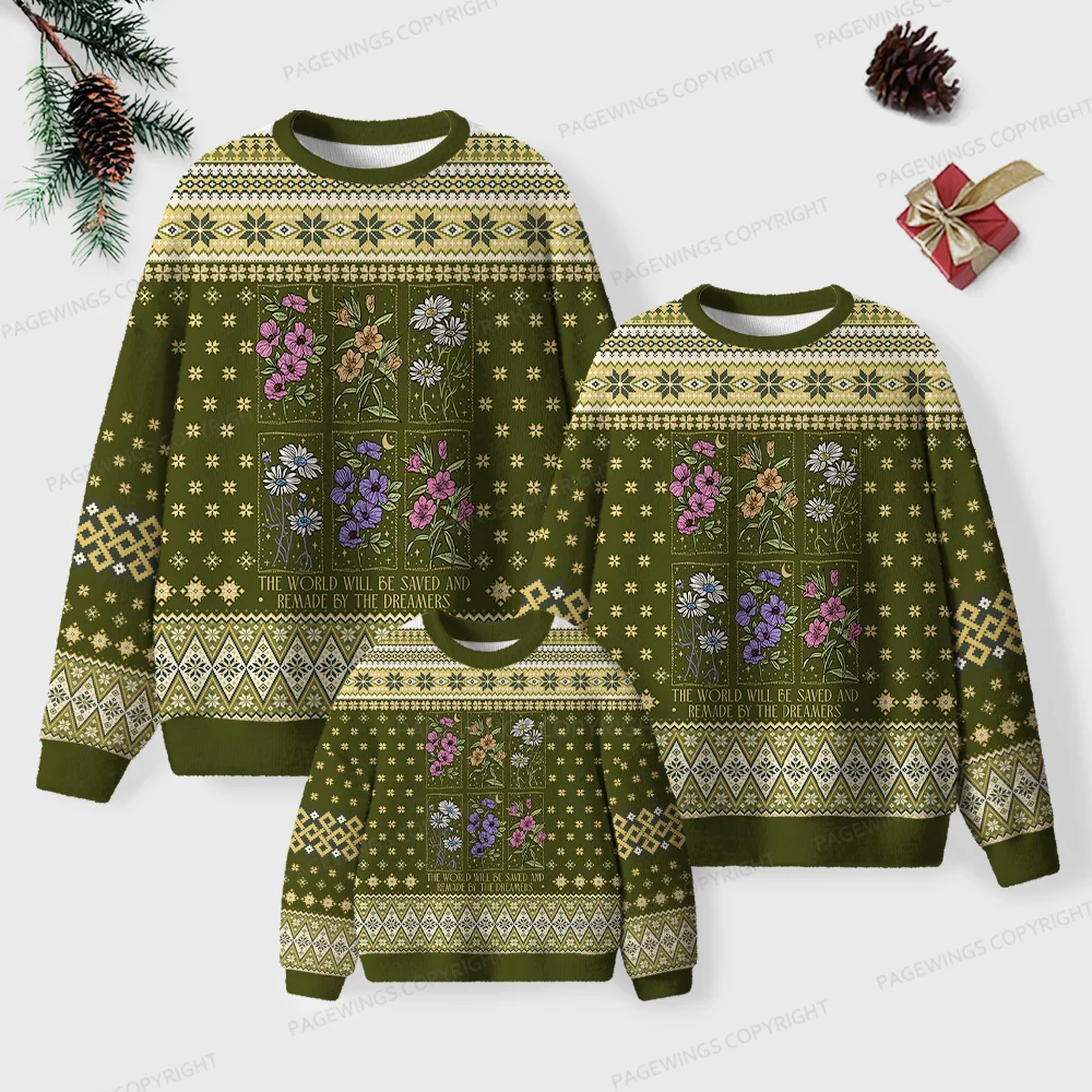 Pagewings The World Will Be Saved Unisex Ugly Knit Sweatshirt