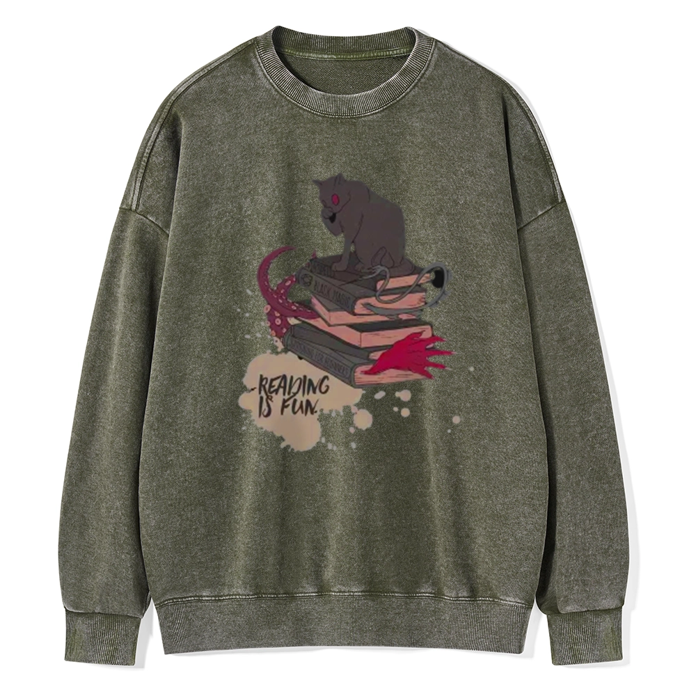 Pagewings Reading is Fun Unisex Washed Sweatshirt