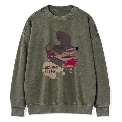 Pagewings Reading is Fun Unisex Washed Sweatshirt