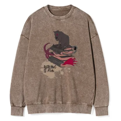 Pagewings Reading is Fun Unisex Washed Sweatshirt