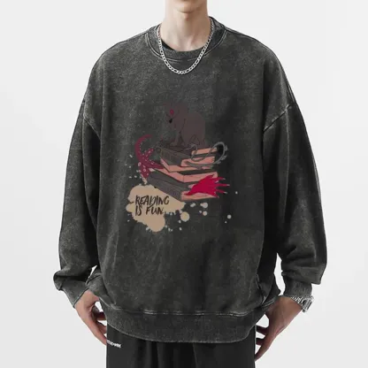 Pagewings Reading is Fun Unisex Washed Sweatshirt