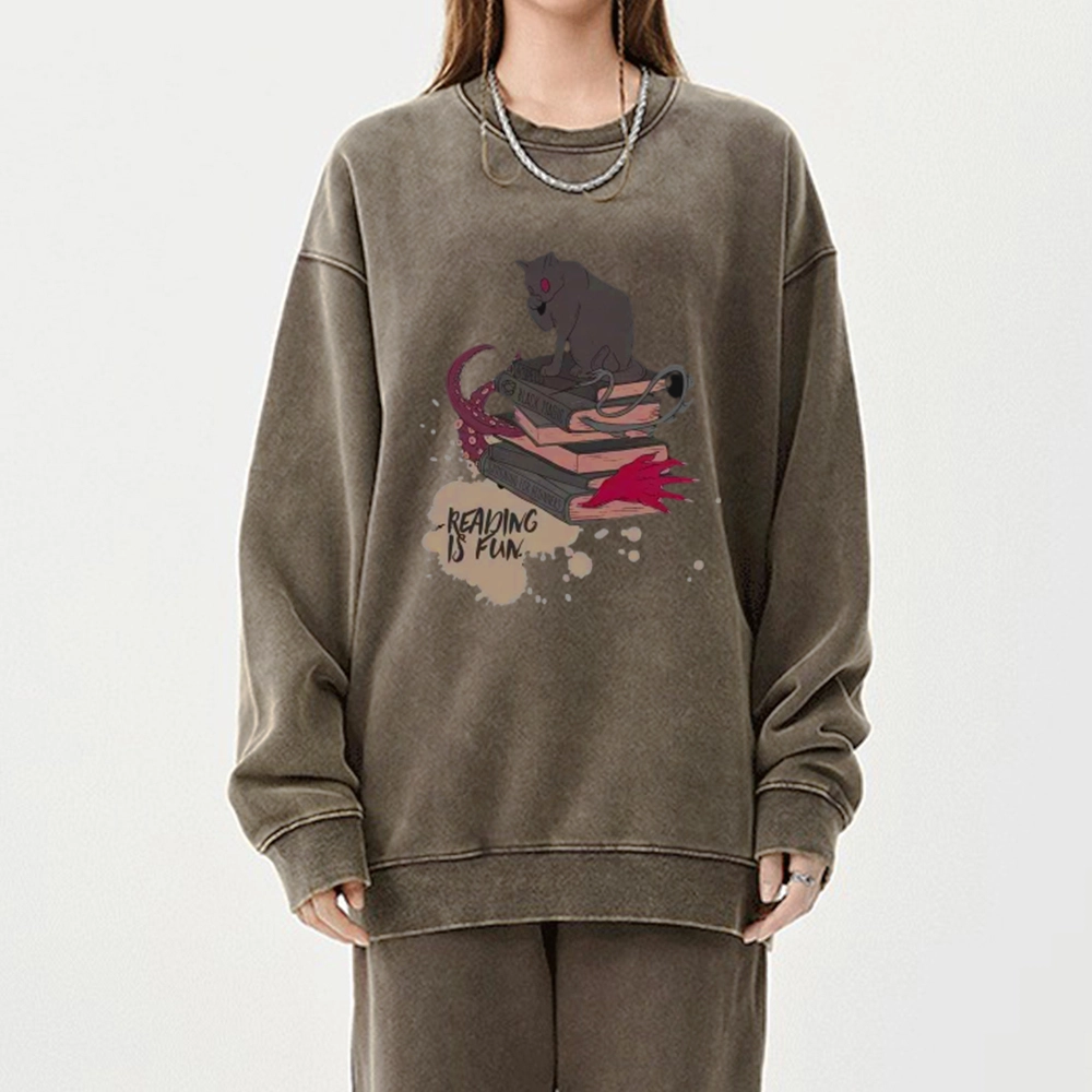 Pagewings Reading is Fun Unisex Washed Sweatshirt