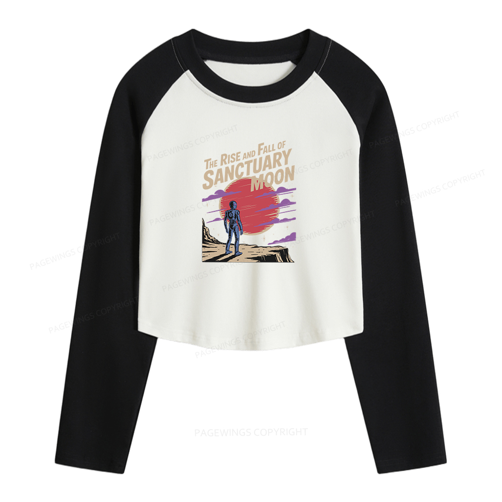 Pagewings The Rise And Fall Of Sanctuary Moon Women Long Sleeve Crop Raglan T-shirt