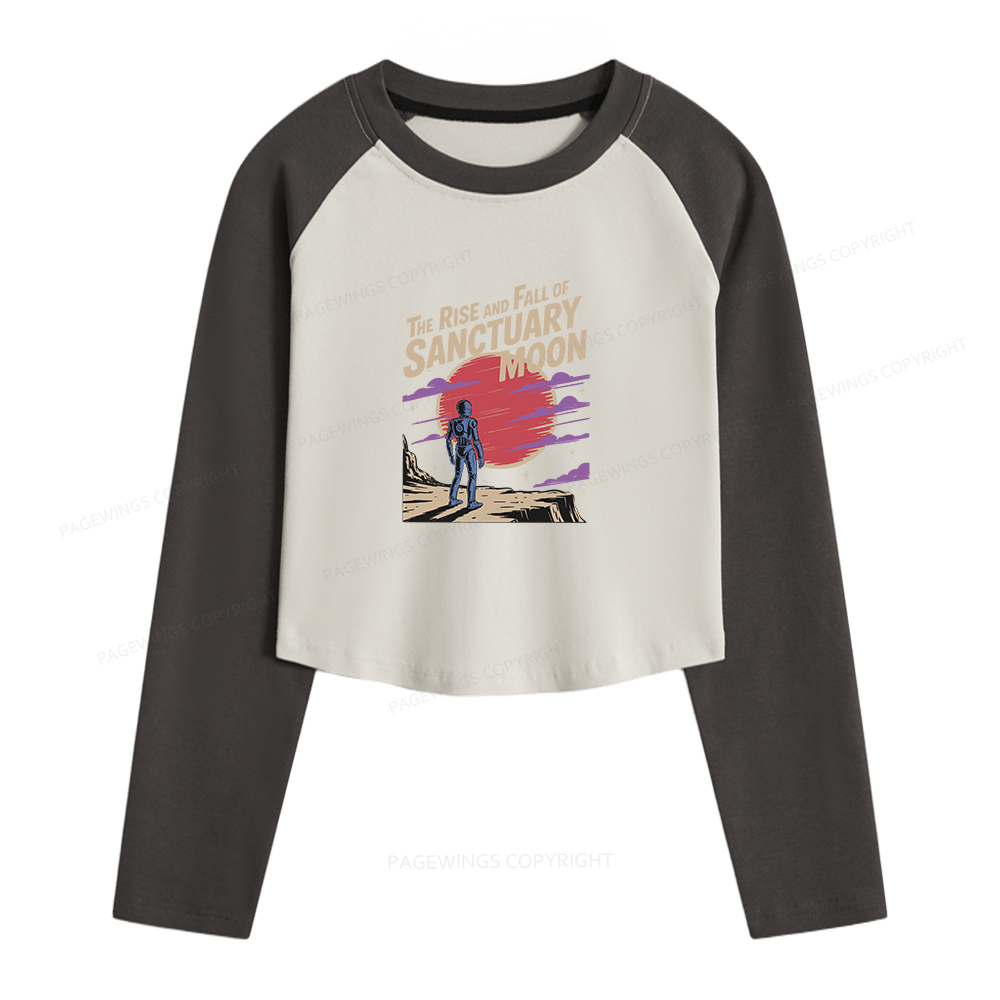 Pagewings The Rise And Fall Of Sanctuary Moon Women Long Sleeve Crop Raglan T-shirt