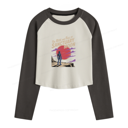 Pagewings The Rise And Fall Of Sanctuary Moon Women Long Sleeve Crop Raglan T-shirt
