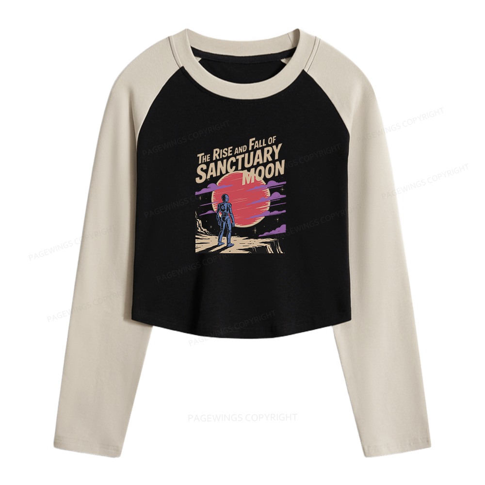 Pagewings The Rise And Fall Of Sanctuary Moon Women Long Sleeve Crop Raglan T-shirt