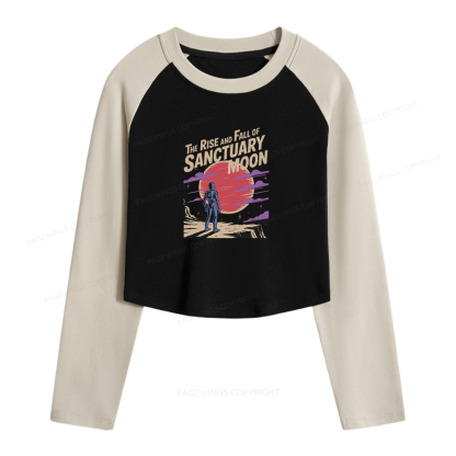Pagewings The Rise And Fall Of Sanctuary Moon Women Long Sleeve Crop Raglan T-shirt