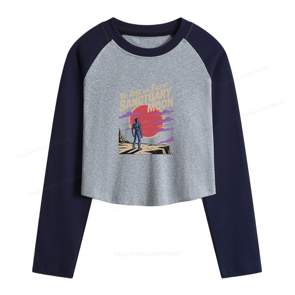 Pagewings The Rise And Fall Of Sanctuary Moon Women Long Sleeve Crop Raglan T-shirt
