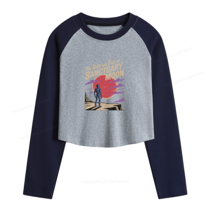 Pagewings The Rise And Fall Of Sanctuary Moon Women Long Sleeve Crop Raglan T-shirt