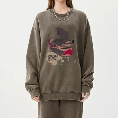 Pagewings Reading is Fun Unisex Washed Sweatshirt