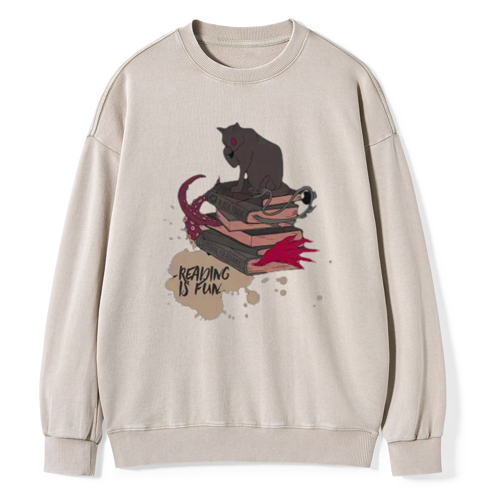 Pagewings Reading is Fun Unisex Washed Sweatshirt