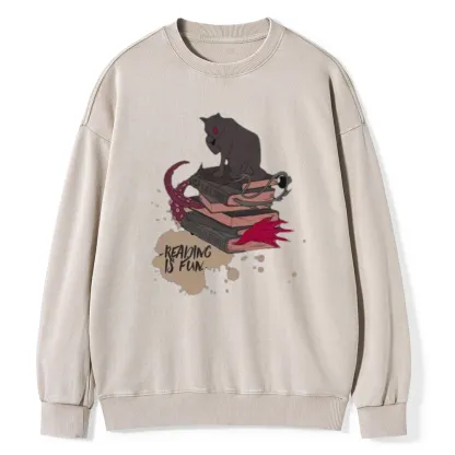 Pagewings Reading is Fun Unisex Washed Sweatshirt