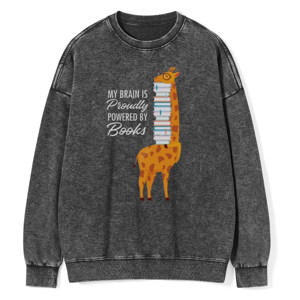 Pagewings My Brain Is Proudly Powered By Books Unisex Washed Sweatshirt