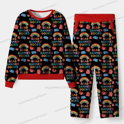 Pagewings Read Banned Books Unisex Flannel Pajama Set
