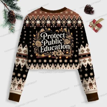 Pagewings Protect Public Education Women Ugly Crop Sweatshirt