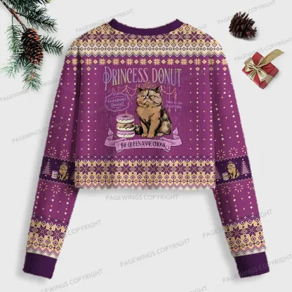 Pagewings Princess Donut The Queen Anne Chonk Women Ugly Crop Sweatshirt