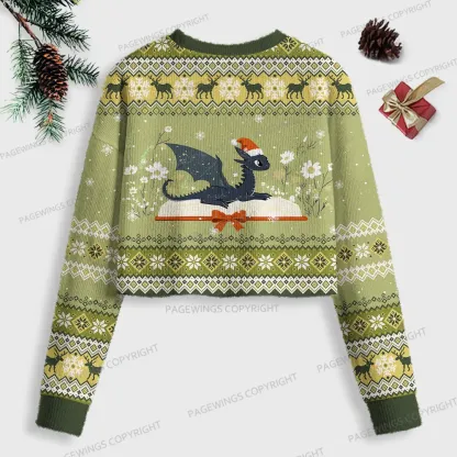 Pagewings Book Dragon Women Ugly Crop Sweatshirt