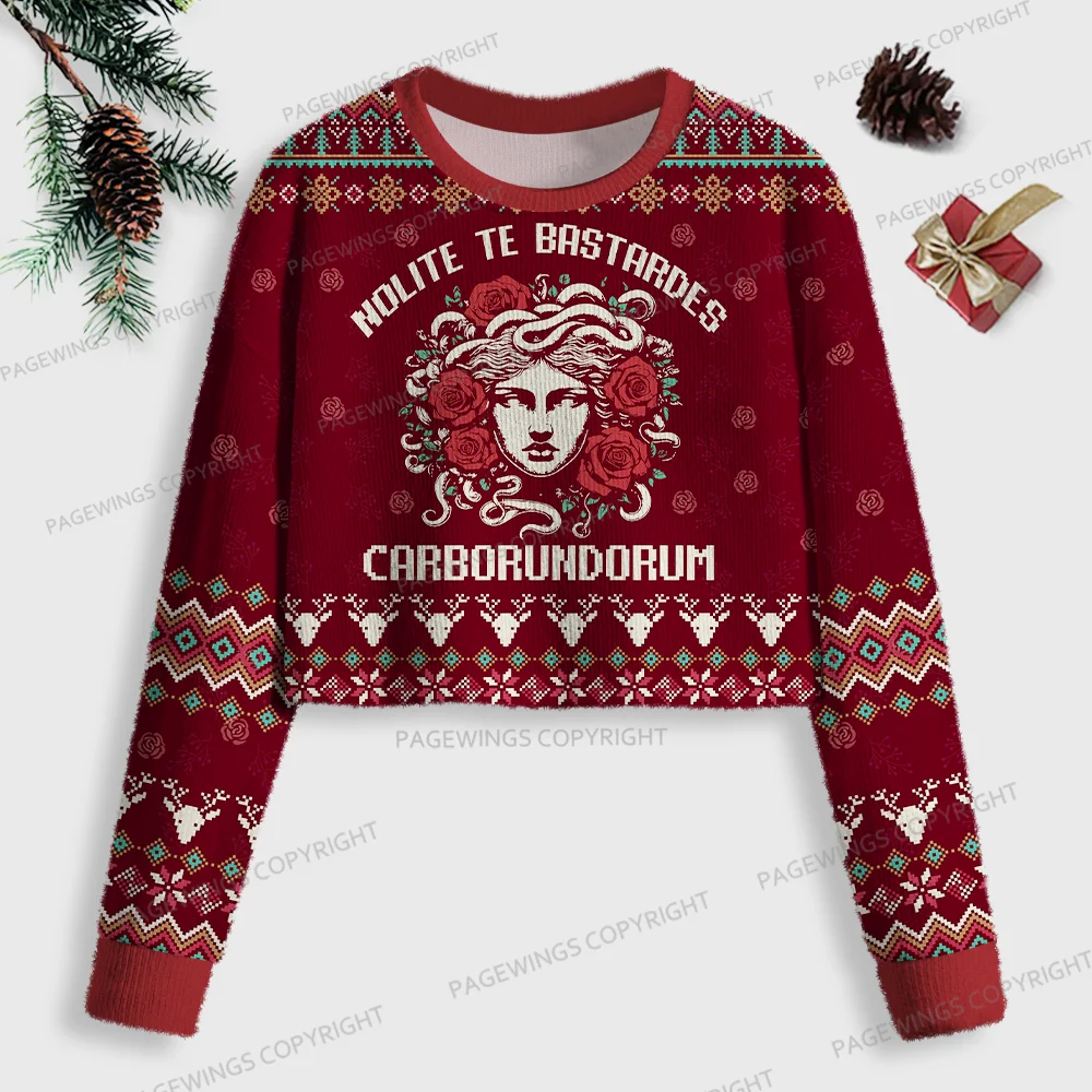 Pagewings Nolite Te Bastardes Carborundorum Women Ugly Crop Sweatshirt