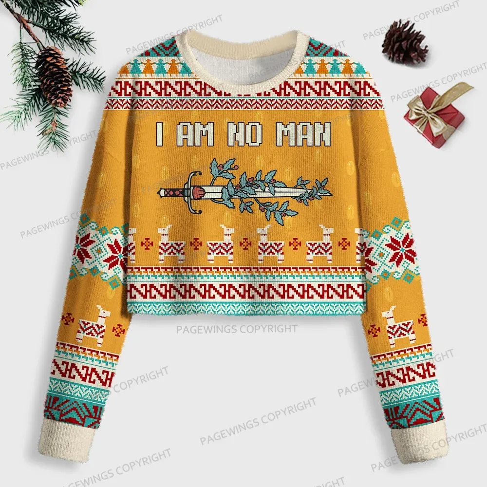 Pagewings I Am No Man Women Ugly Crop Sweatshirt