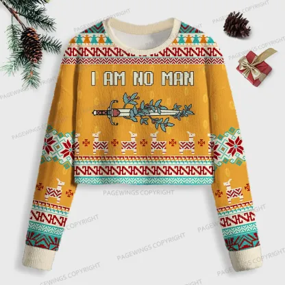 Pagewings I Am No Man Women Ugly Crop Sweatshirt