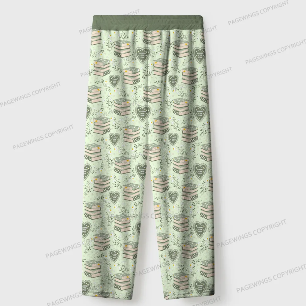 Pagewings All Booked Up For Spring Unisex Flannel Pajama Set