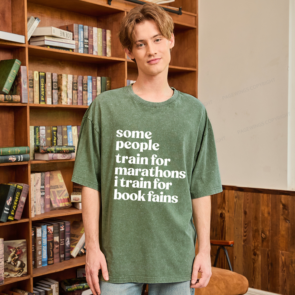Pagewings I Train For Book Fairs Unisex Washed T-shirt