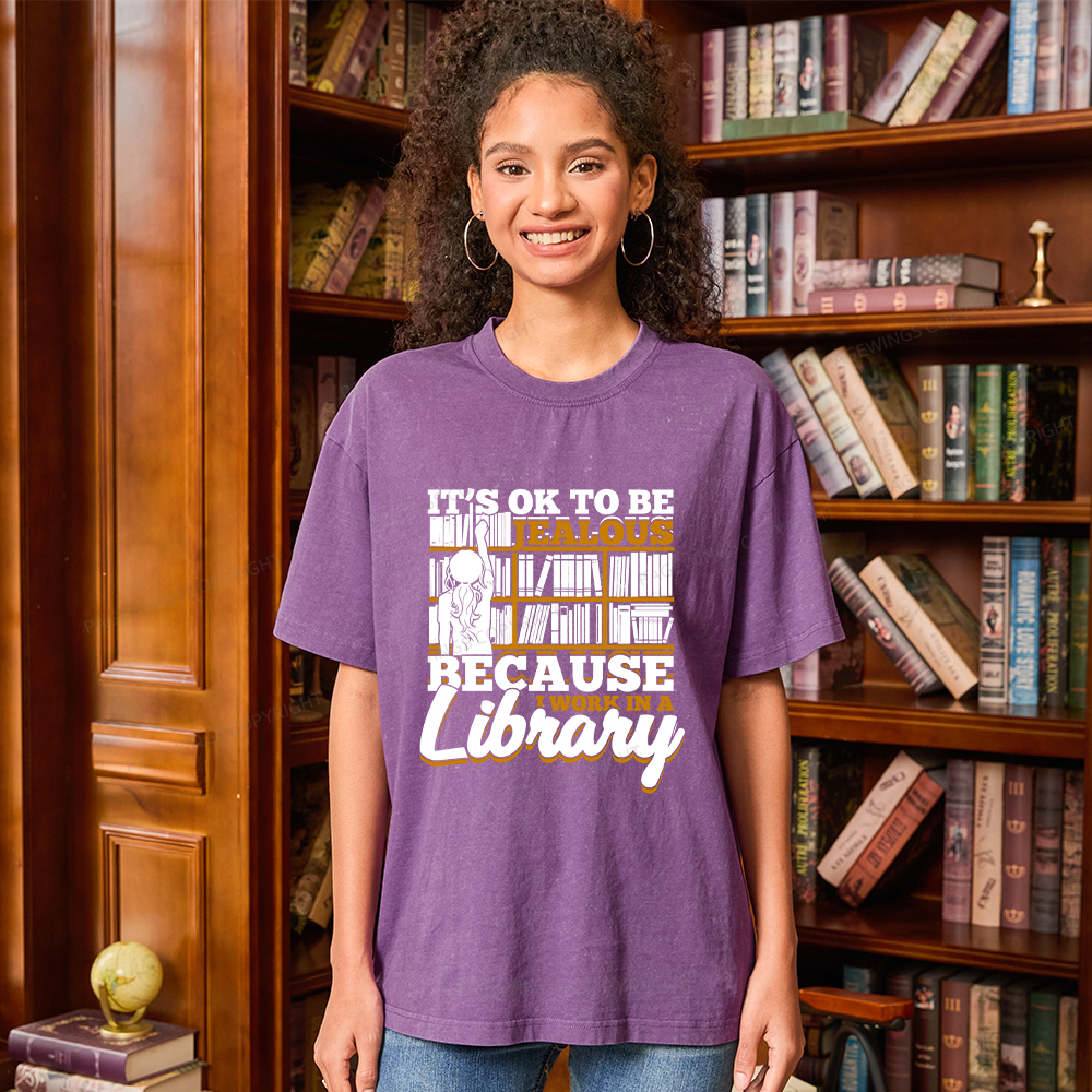 Pagewings Because I Work In A Library Unisex Washed T-shirt
