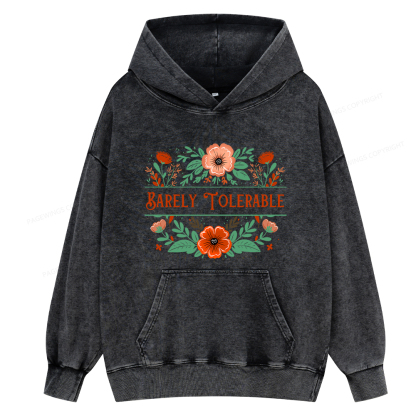 Pagewings Barely Tolerable Book Lover Bookish Unisex Washed Hoodie