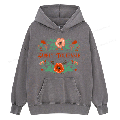 Pagewings Barely Tolerable Book Lover Bookish Unisex Washed Hoodie