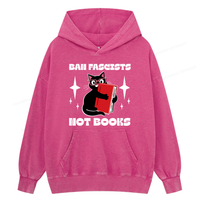 Pagewings Ban Fascists Not Books Unisex Washed Hoodie