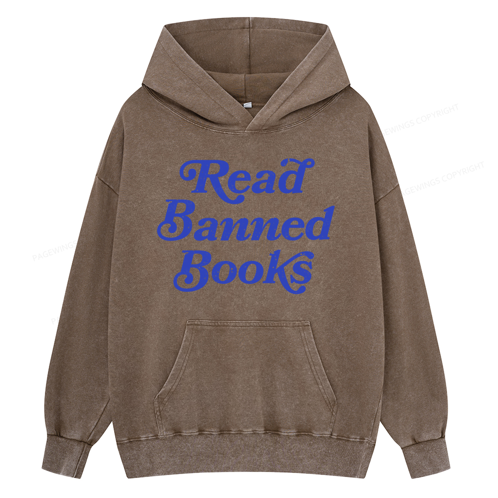 Pagewings Read Banned Books Unisex Washed Hoodie