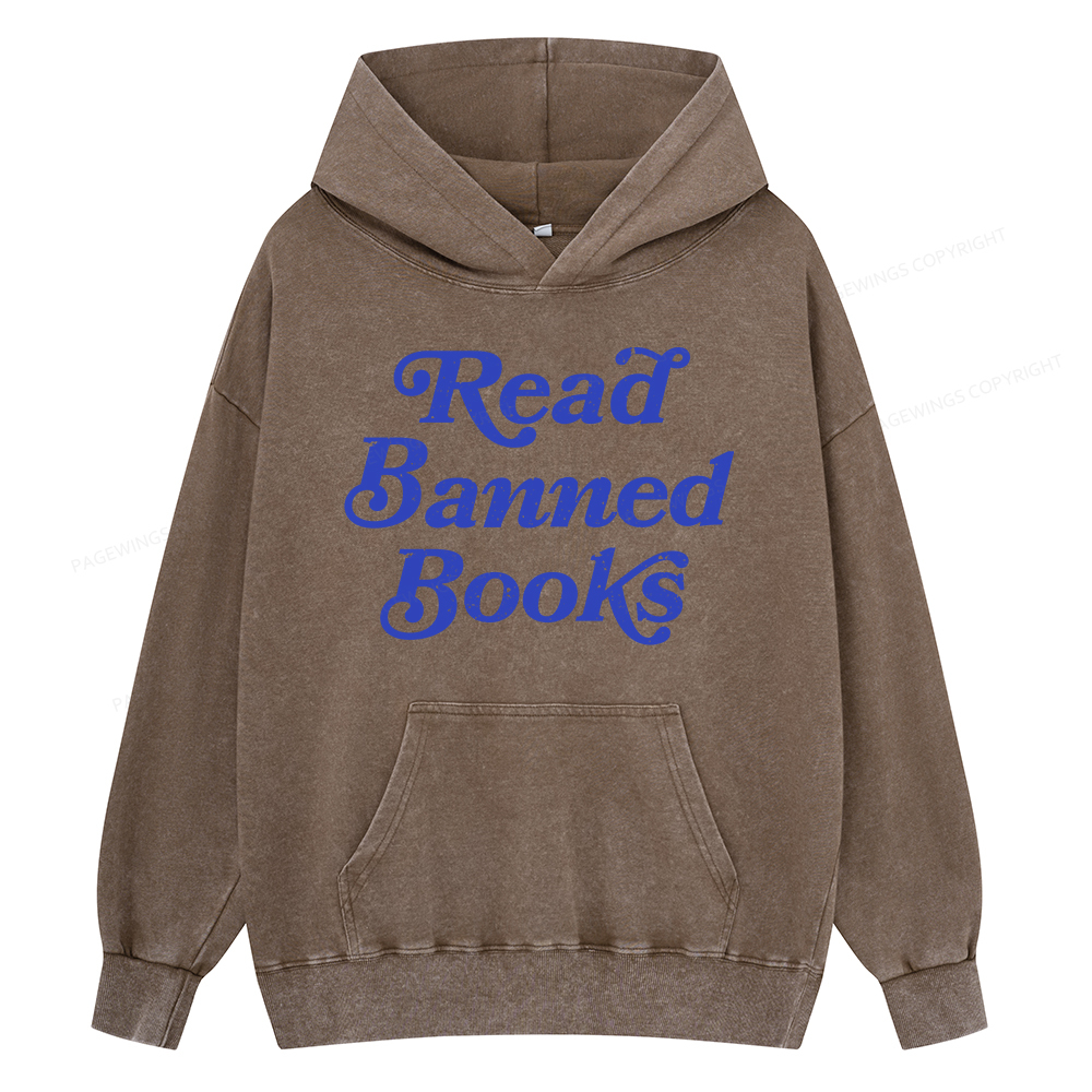 Pagewings Read Banned Books Unisex Washed Hoodie