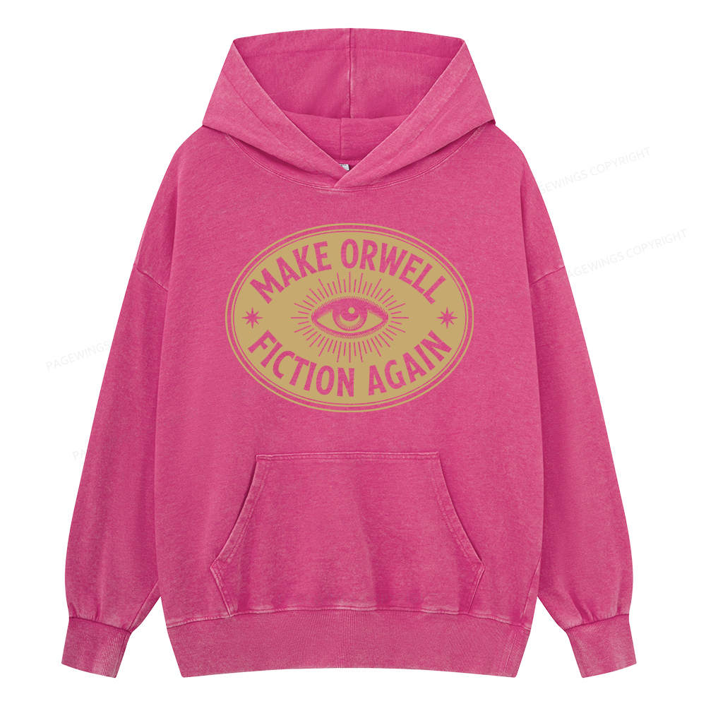 Pagewings Make Orwell Fiction Again Unisex Washed Hoodie