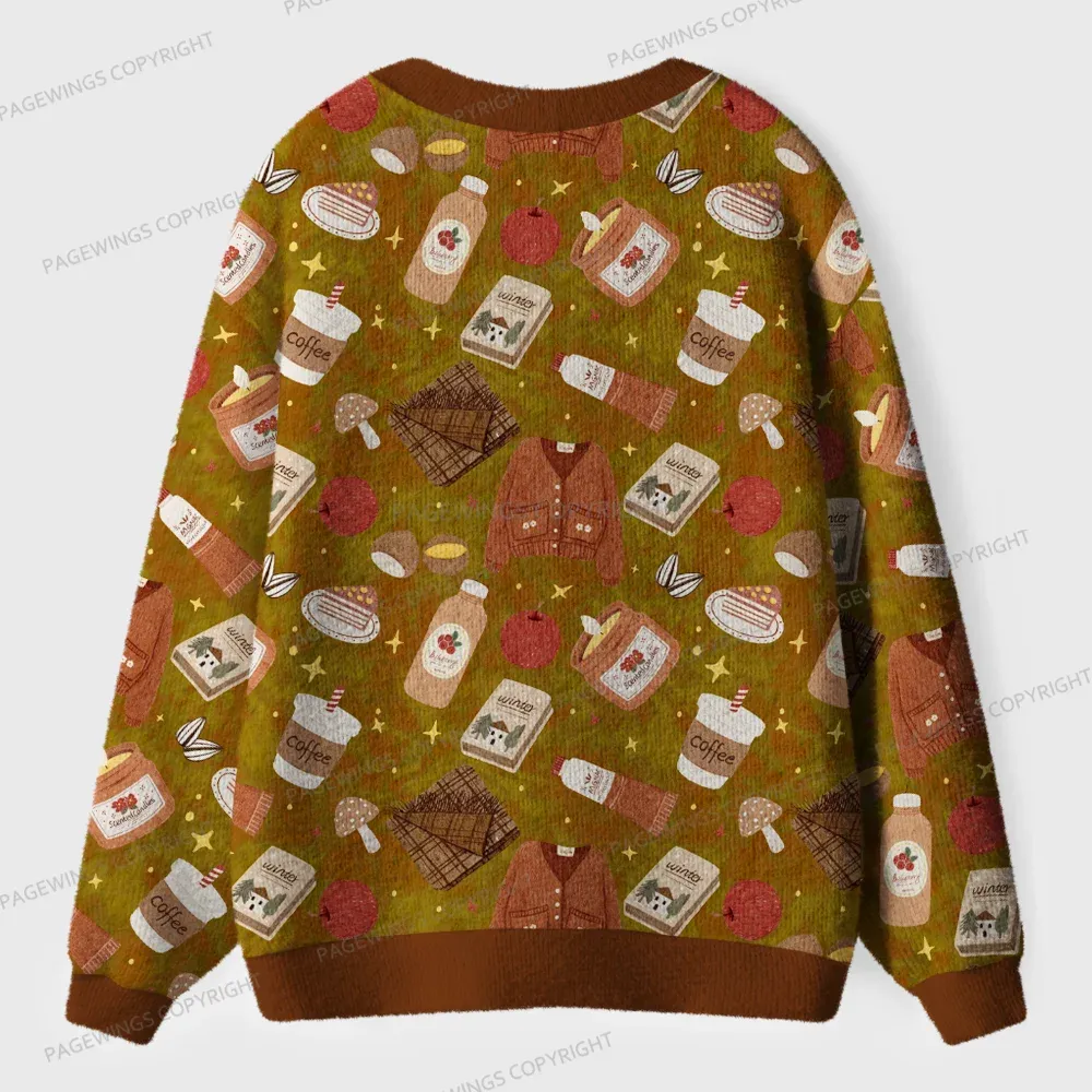 Pagewings Coffee and Books Unisex Ugly Cardigan Sweaters