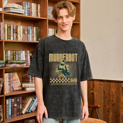 Pagewings Murderbot Unisex Washed T-shirt