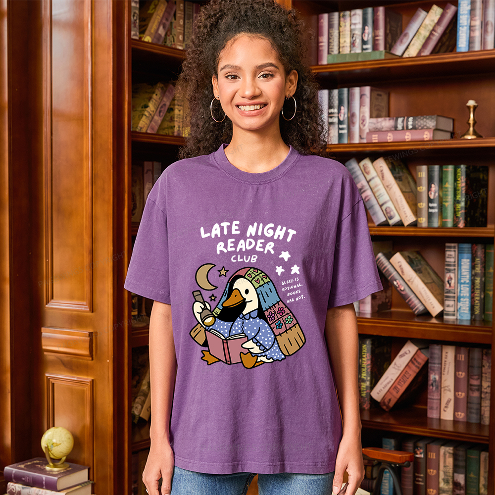 Pagewings Late Night Reader Club Unisex Washed T-shirt