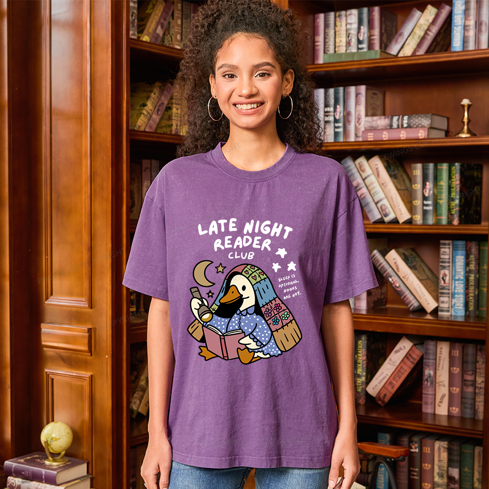 Pagewings Late Night Reader Club Unisex Washed T-shirt