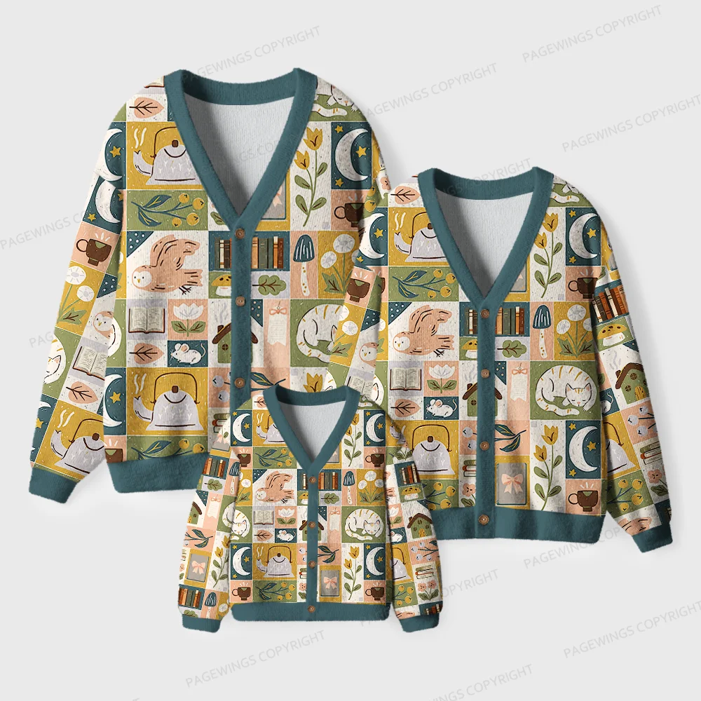 Pagewings Cozy Reading Unisex Ugly Cardigan Sweaters