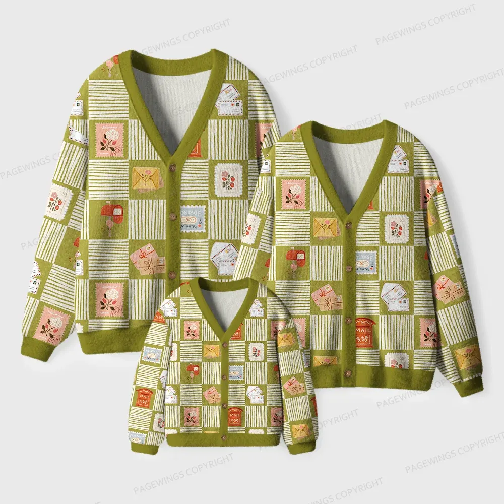 Pagewings Stamp Reading Unisex Ugly Cardigan Sweaters