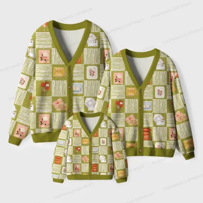 Pagewings Stamp Reading Unisex Ugly Cardigan Sweaters