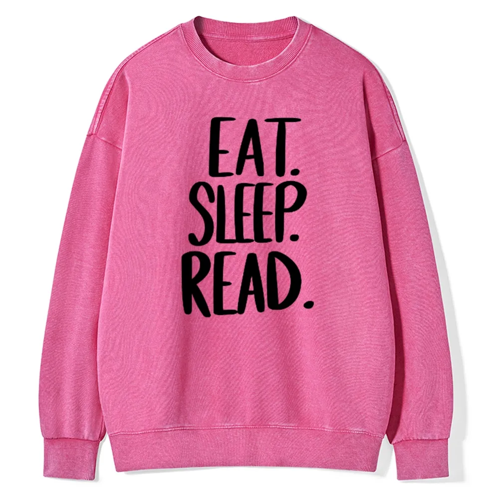 Pagewings Eat Sleep Read Unisex Washed Sweatshirt