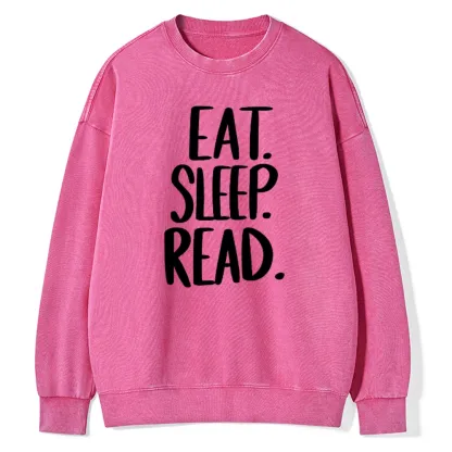 Pagewings Eat Sleep Read Unisex Washed Sweatshirt