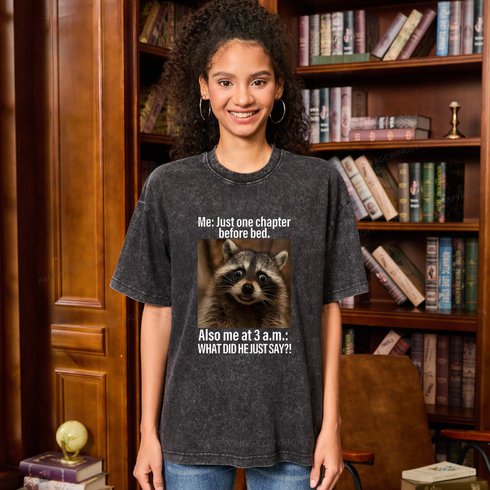 Pagewings Just One Chapter Before Bed Unisex Washed T-shirt